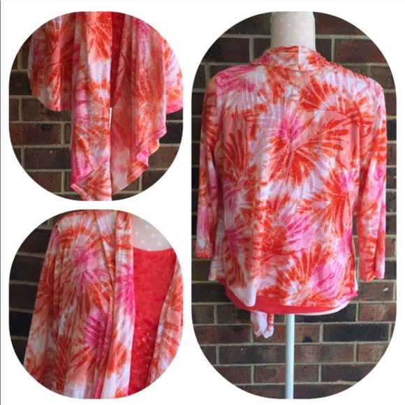 Ruby Rd. Waterfall Collar Cardigan Size M S29 - Picture 3 of 4